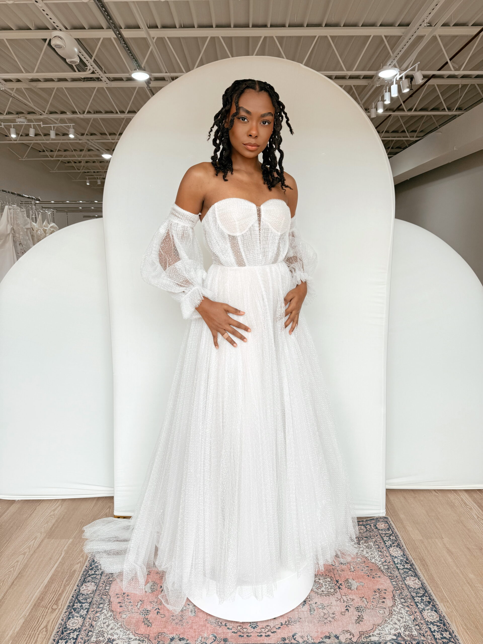 black model in wedding gown