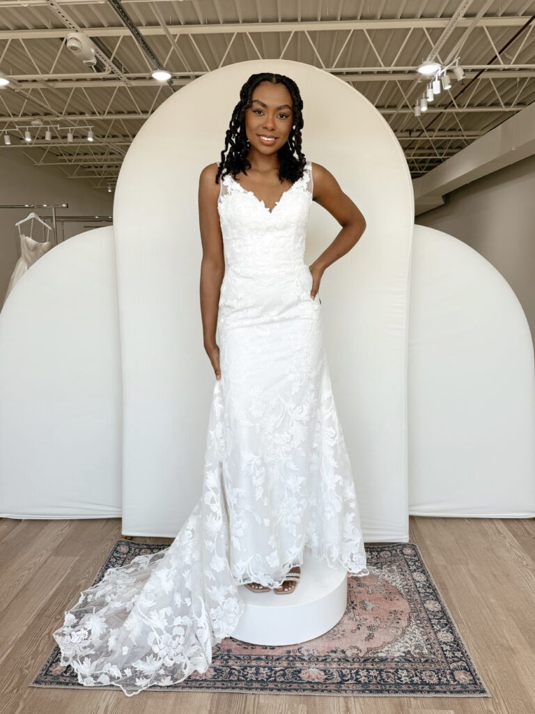 african american model in bridal gown