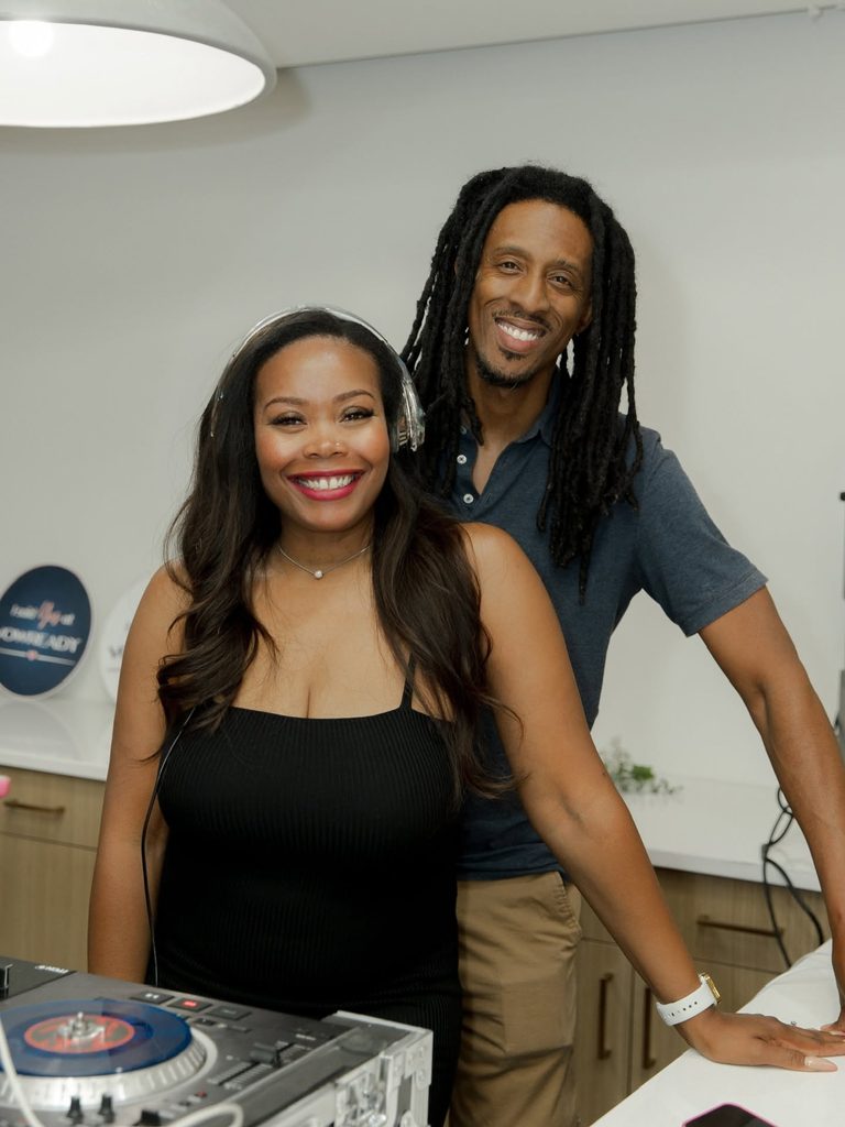 DJ duo providing entertainment at the Vow Ready North Kansas City grand opening.