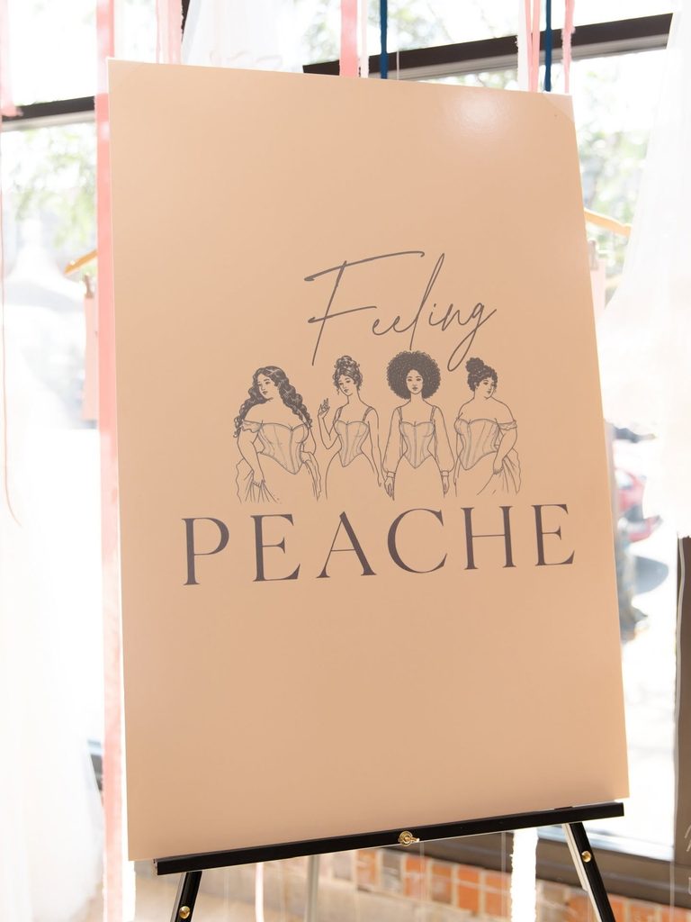 Peache Boutique vendor sign displayed at the Vow Ready North Kansas City grand opening.